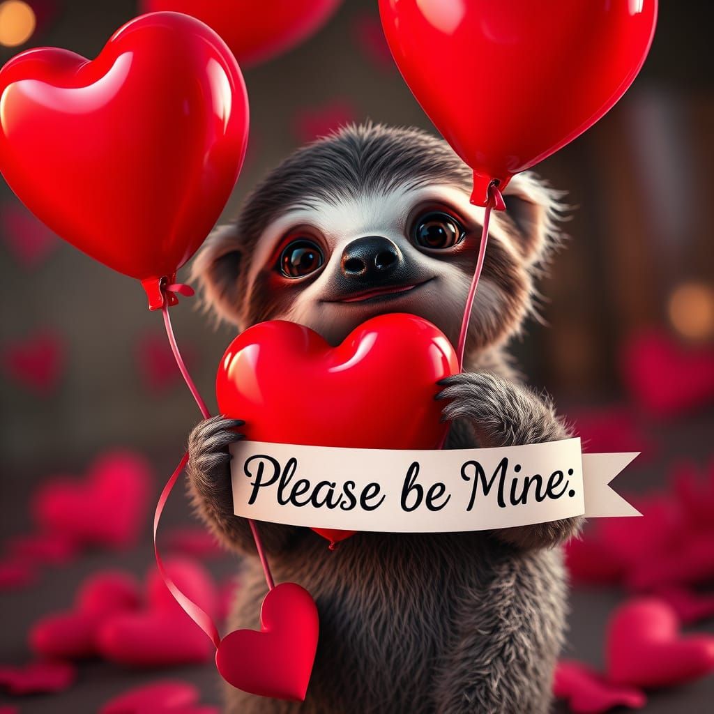 Retro-Style Valentine's Day Card with Adorable Sloth