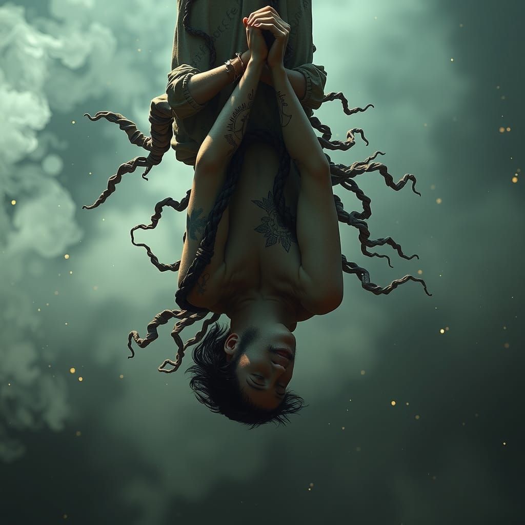 Le Pendu Tarot Card in Oil Painting Style