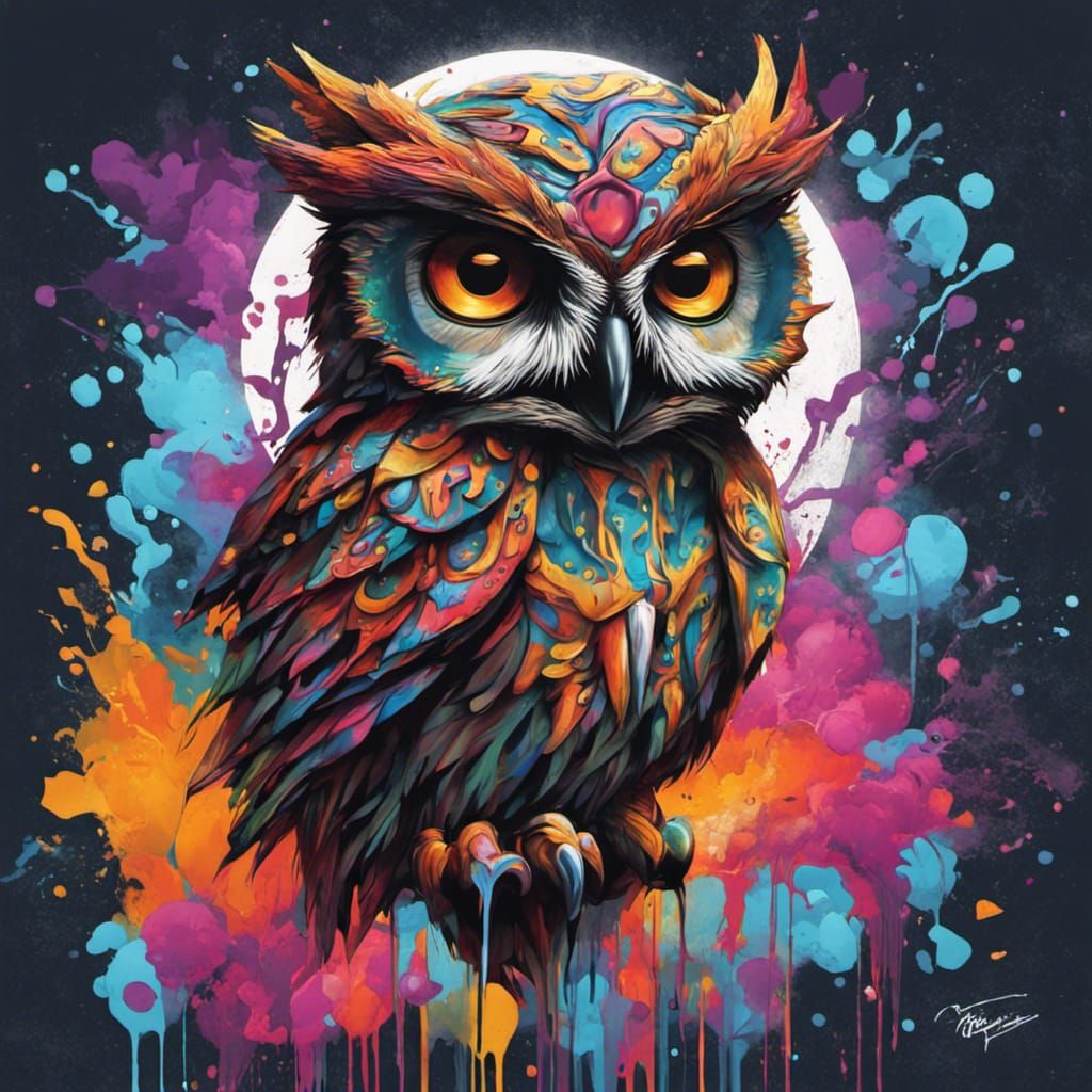 Day of the Dead Owl in Graffiti Art