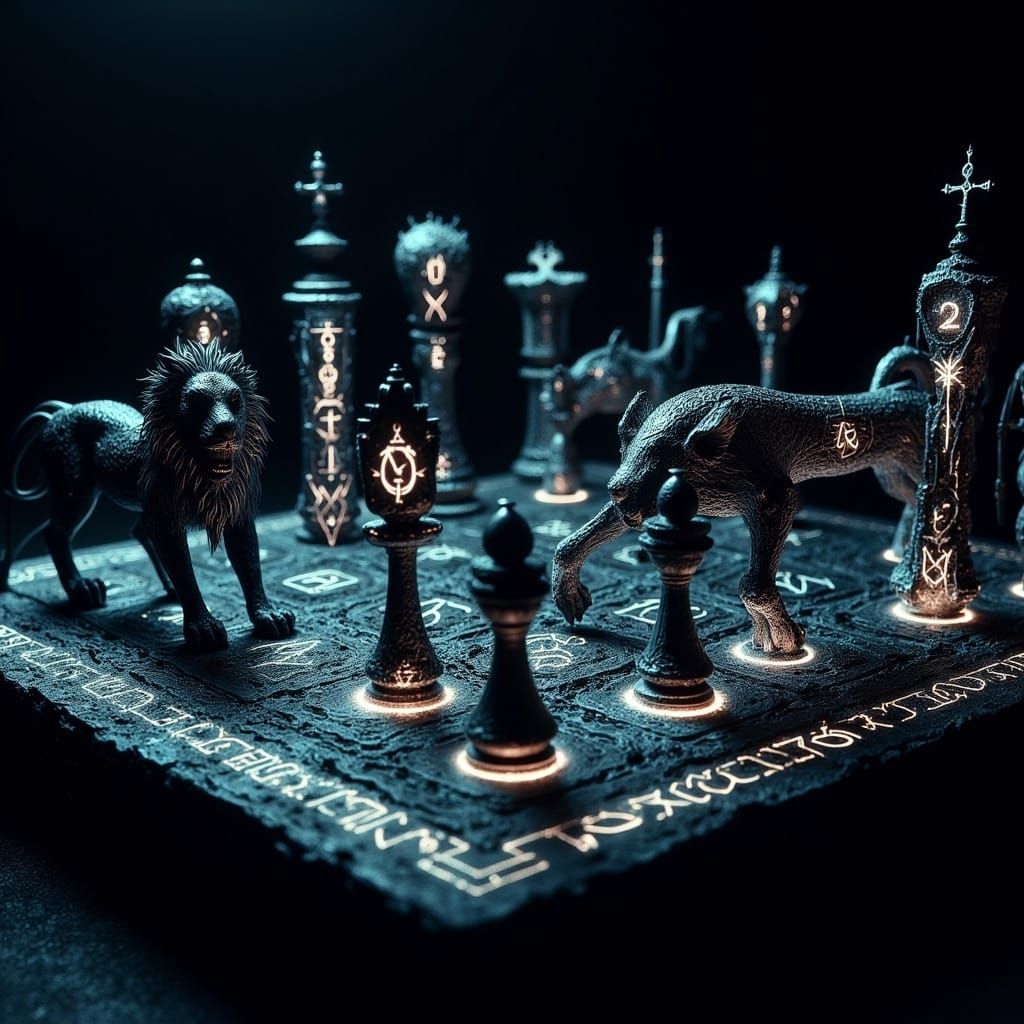 High Fantasy Chess with Glowing Runes
