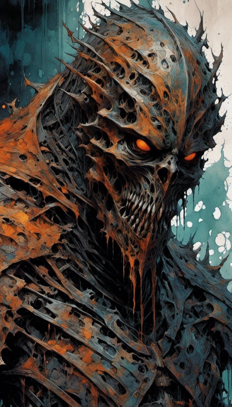 <lora:5E:1.0>
<lora:Woodsplash:1.0> 
"War <Ghoul:1.2>, putrid killer, over muscled, behemoth of an Onyx <Orc:1.5>...