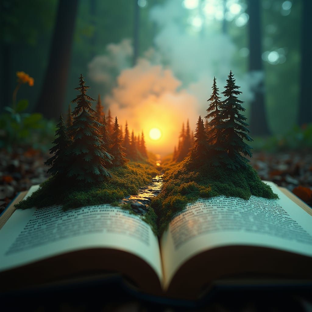 Pop-Up Book Landscape: Cinematic Film Still