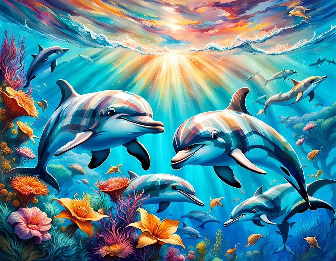 Chibi Dolphins Posing: Disney Anime Style