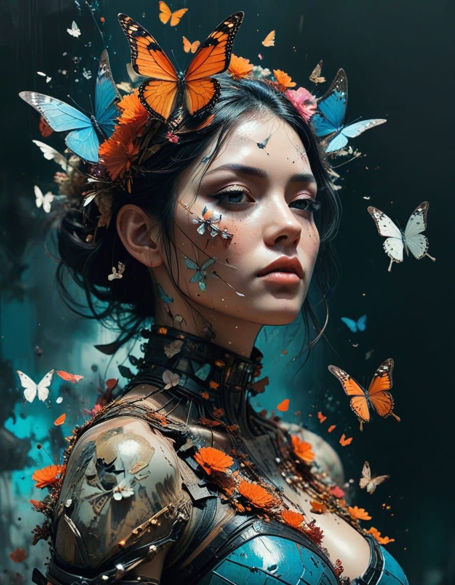 Whimsical Butterfly Tower in Vibrant, Cel-Shaded Style