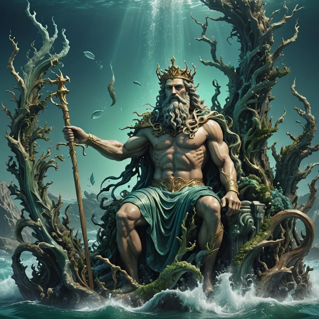 Poseidon King of the Sea in Hyperrealistic Digital Art