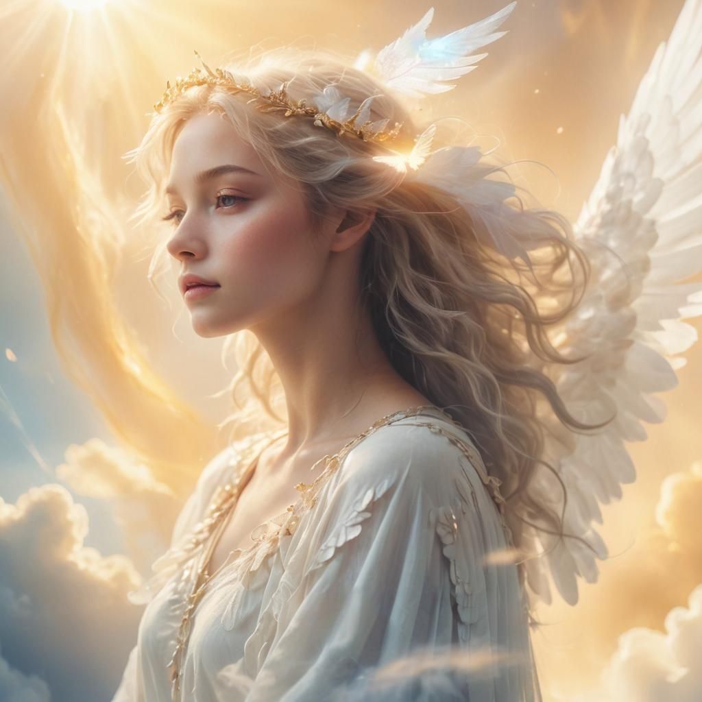 Angelic Being in Mystical Realm: Ethereal Concept Art