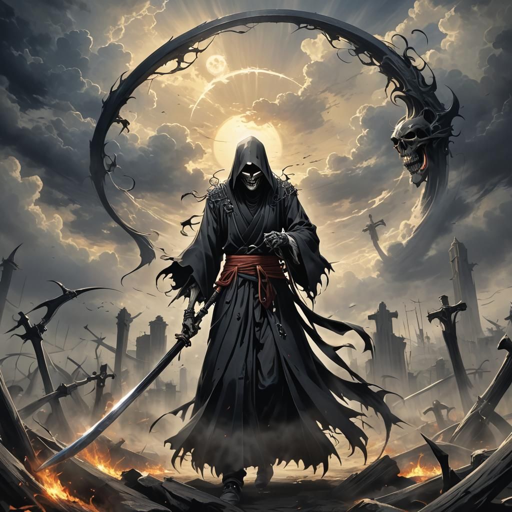 Shinigami Saving Soul From Hellscape