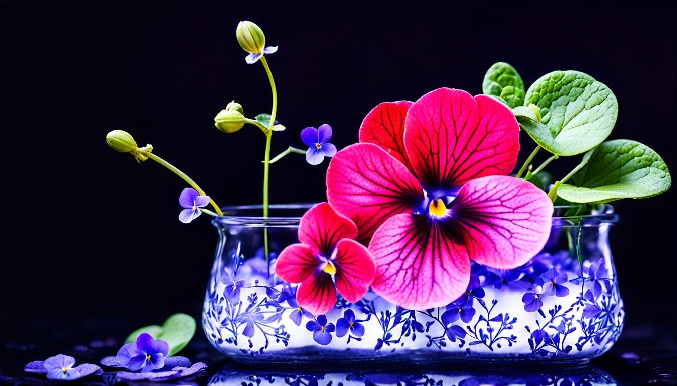 Secret Garden with Violets: Digital Art
