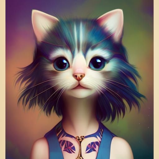 Cute Kitten Portrait in Cinematic Style