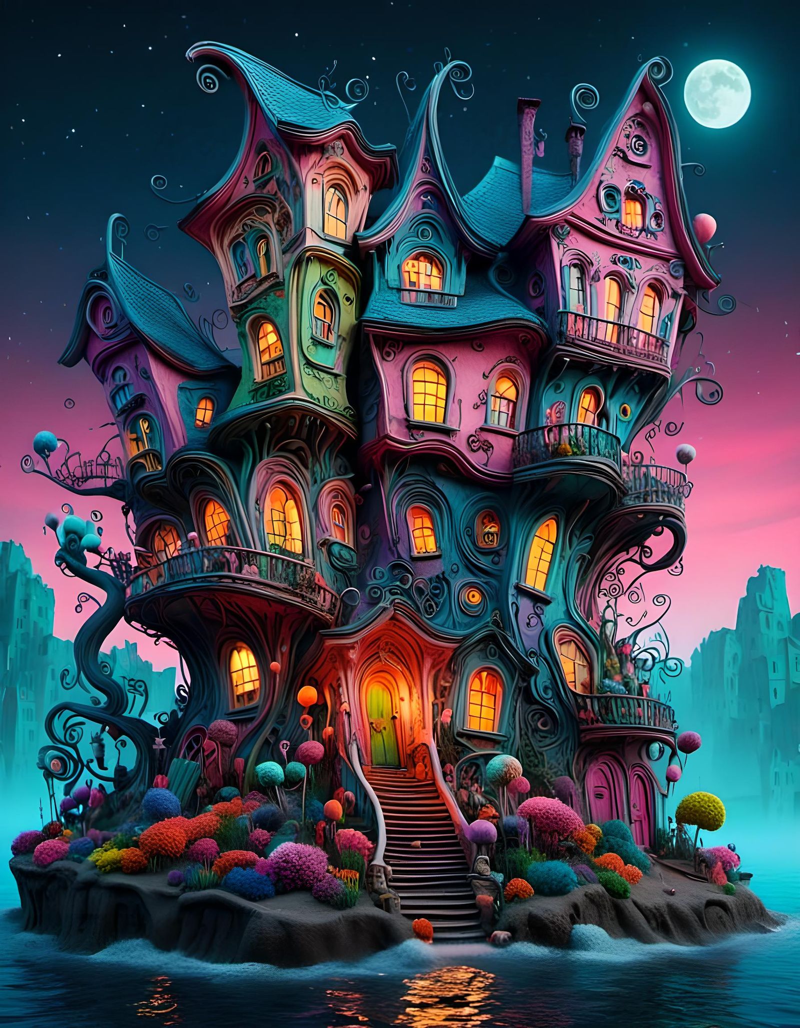 Sweet Beach Bungalow in Pablo Amaringo Style