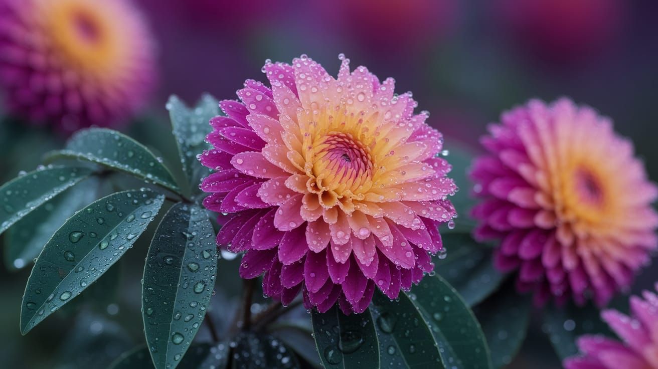 Dewy Floral Delight in Vibrant Hues