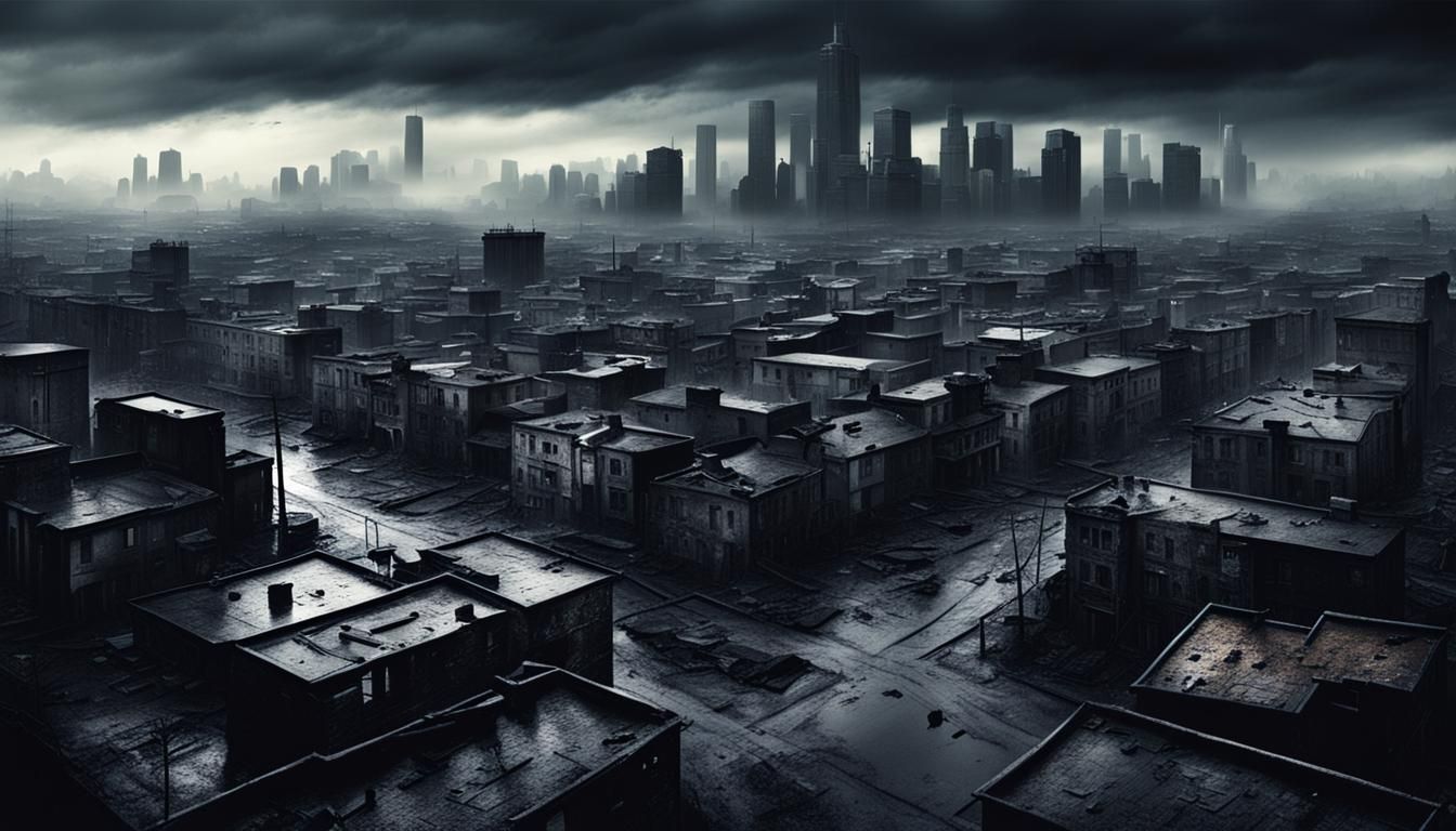 Bleak Urban Landscape: Detailed Matte Painting