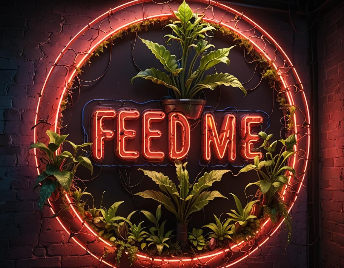 Neon Venus Flytrap Sign with Fantasy Effects