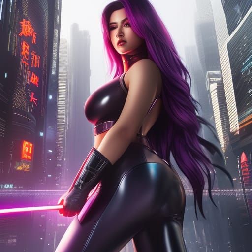 Cyberpunk Superhero: Portrait of a Curvy Woman