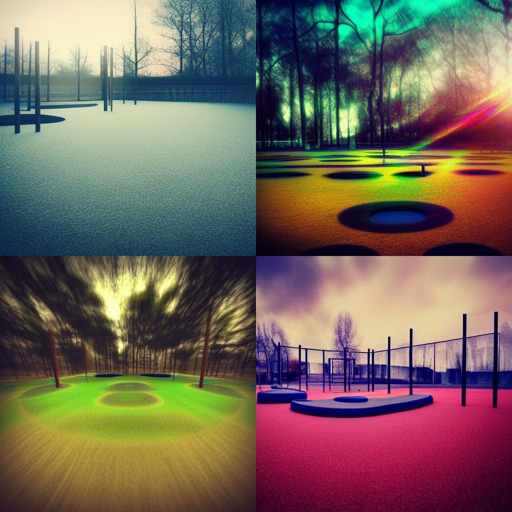 dreamcore, weirdcore, empty playground, blur, bright bloom e...