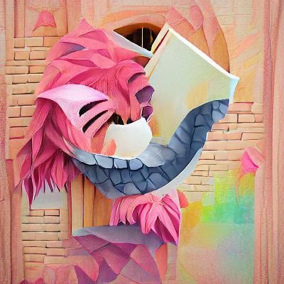 Low Poly Cheshire Cat and Flamingo Illustration