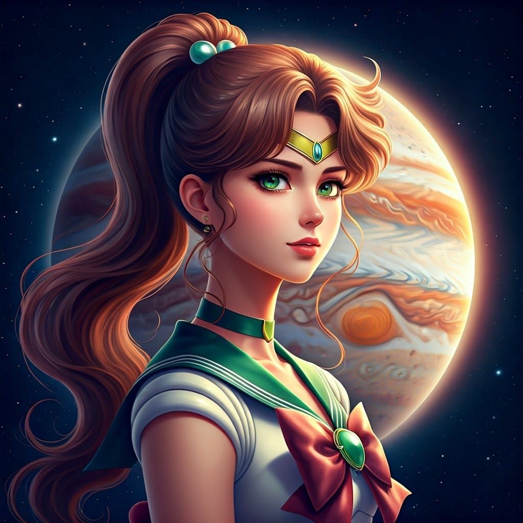 Heroic Sailor Jupiter Amidst Vibrant Jupiter