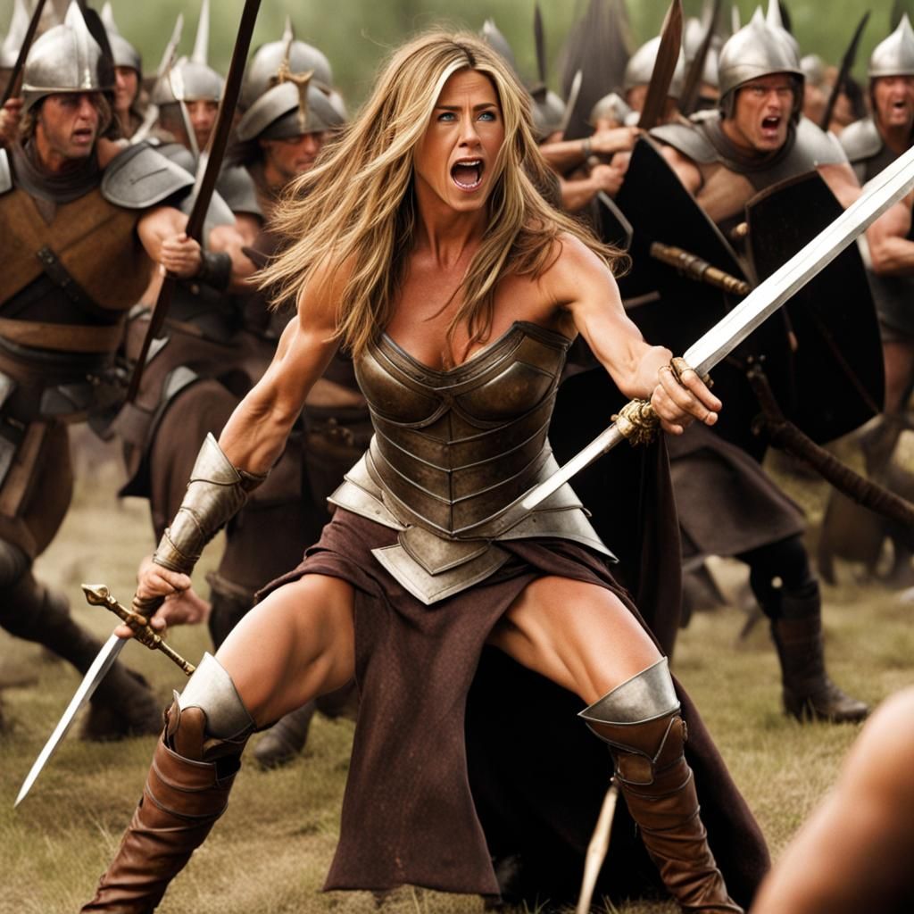 Jennifer Aniston as a Warrior Princess in Battle