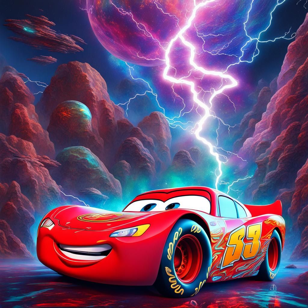 Lightning McQueen in Holographic Astral Illustration