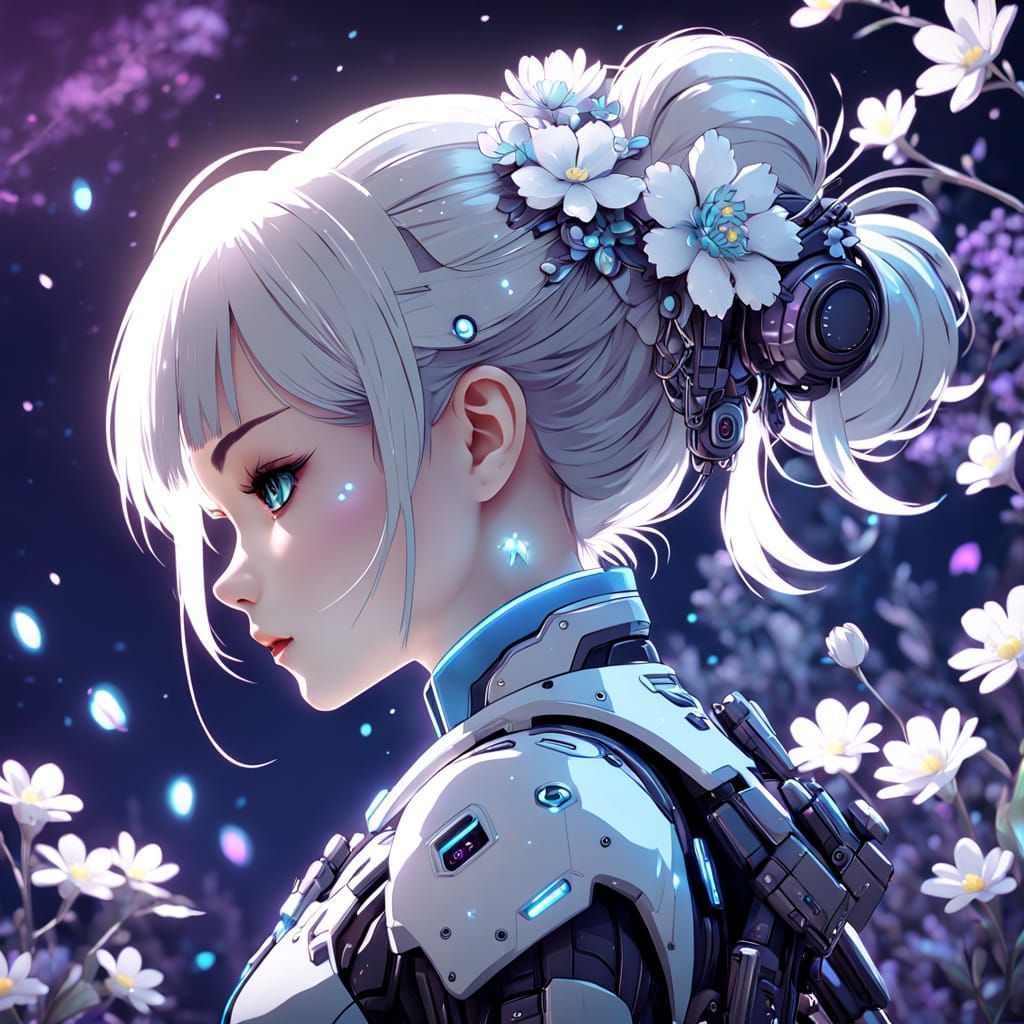 Anime-Style Sci-Fi Warrior in Serene Profile