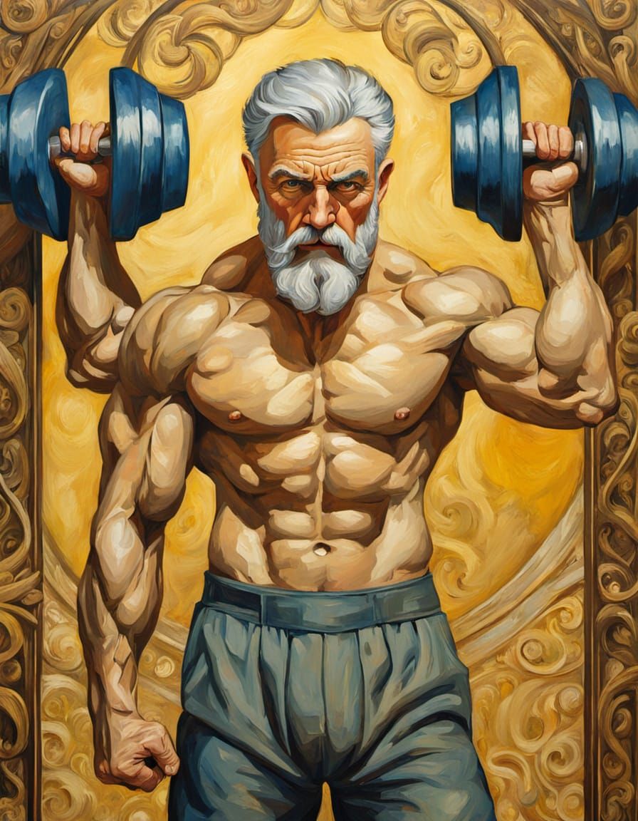 Vintage Strongman in Art Nouveau Style