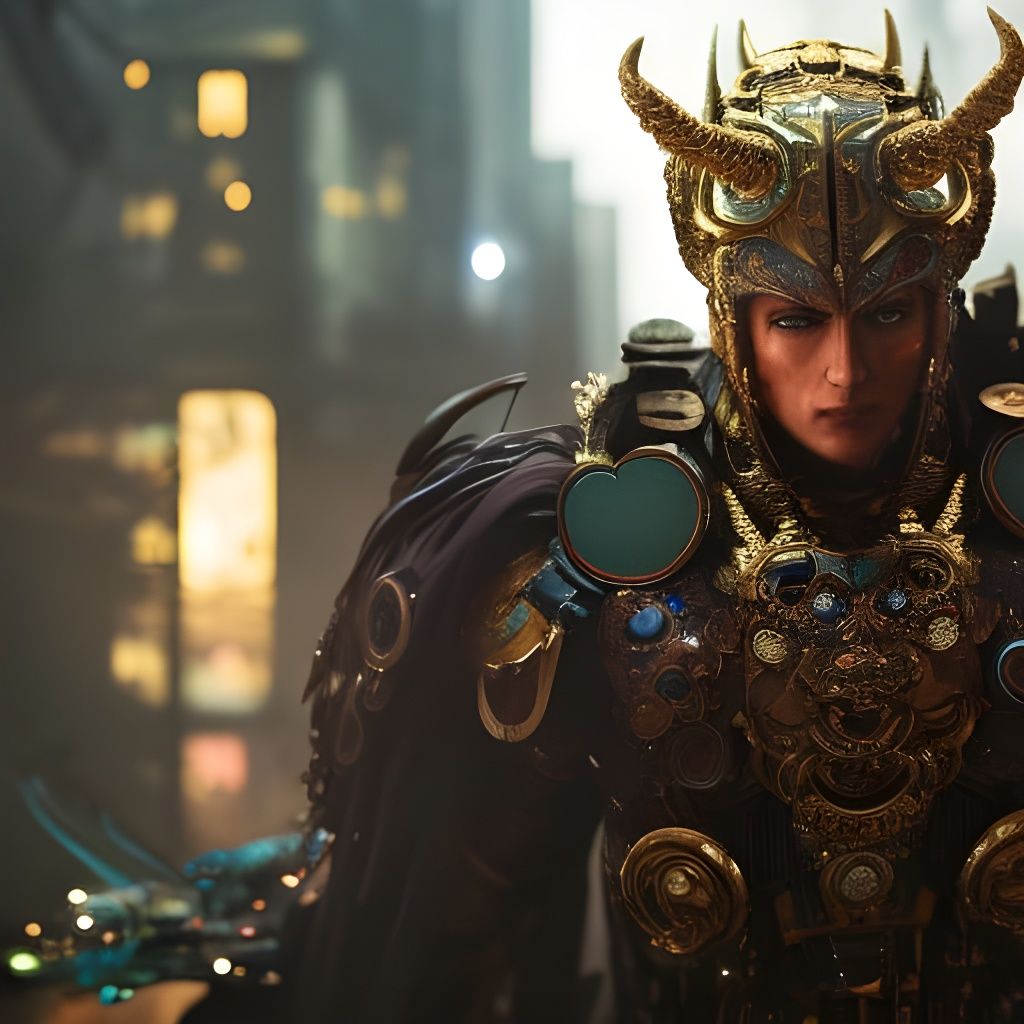 Cosmic Spaceman in Galaxy Armor: Hyperdetailed Portrait