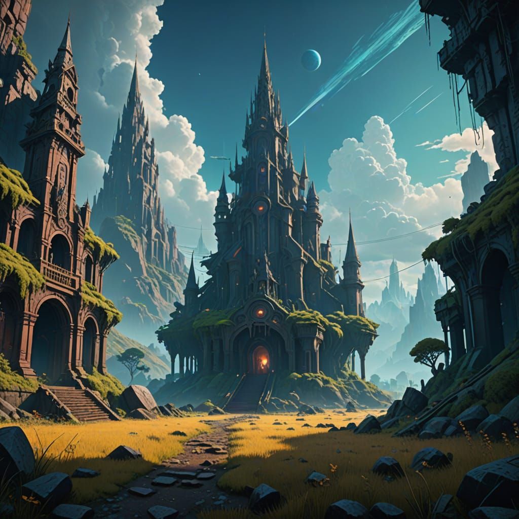 Epic Fantasy Realm in Atmospheric Style