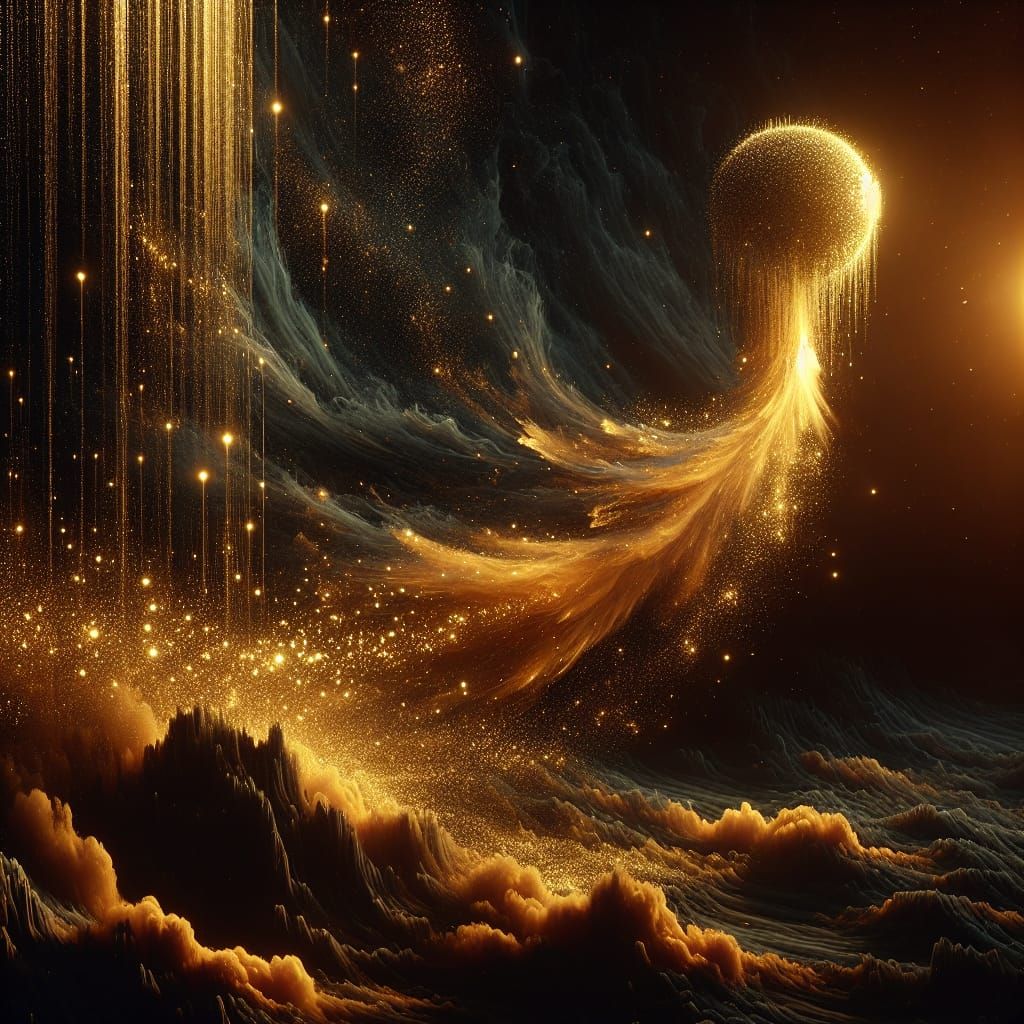 Golden Comet Shoots Across Velvety Black Sky