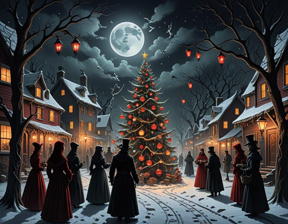 Eerie Undead Carolers Sing Under Crimson Moon