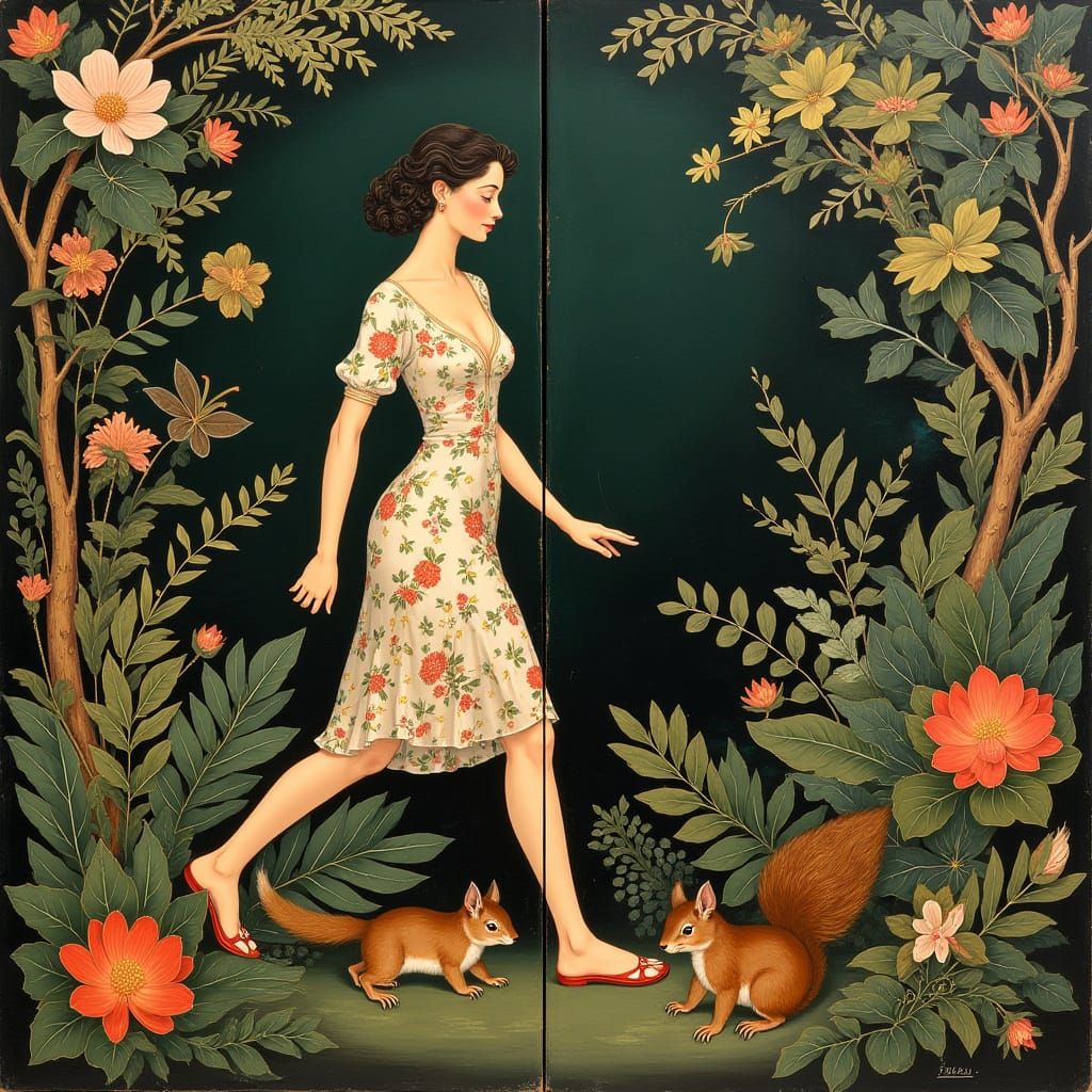 Whimsical Indochine Goddess Stepping into Infinity