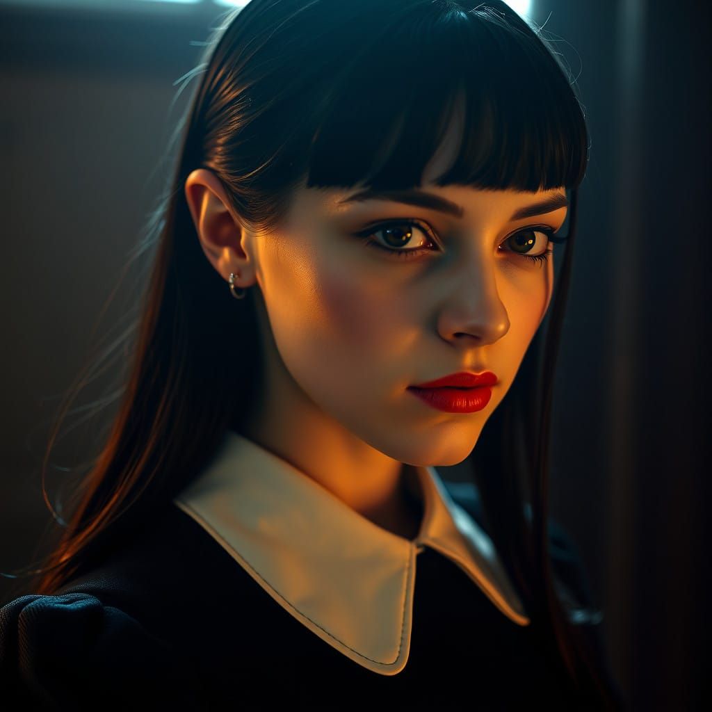 Ethereal Wednesday Addams Renaissance Portrait