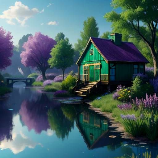 Emerald Pond Village in Fantasy Concept Art