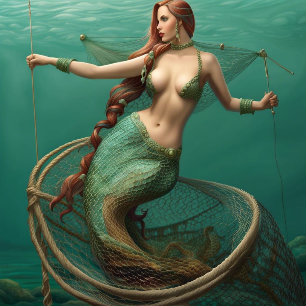 Mermaid Captured in Fishing Net