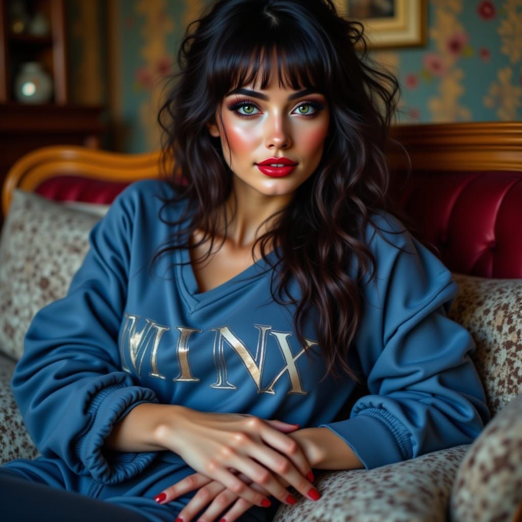 Woman Painting Toenails in Blue Sweatshirt