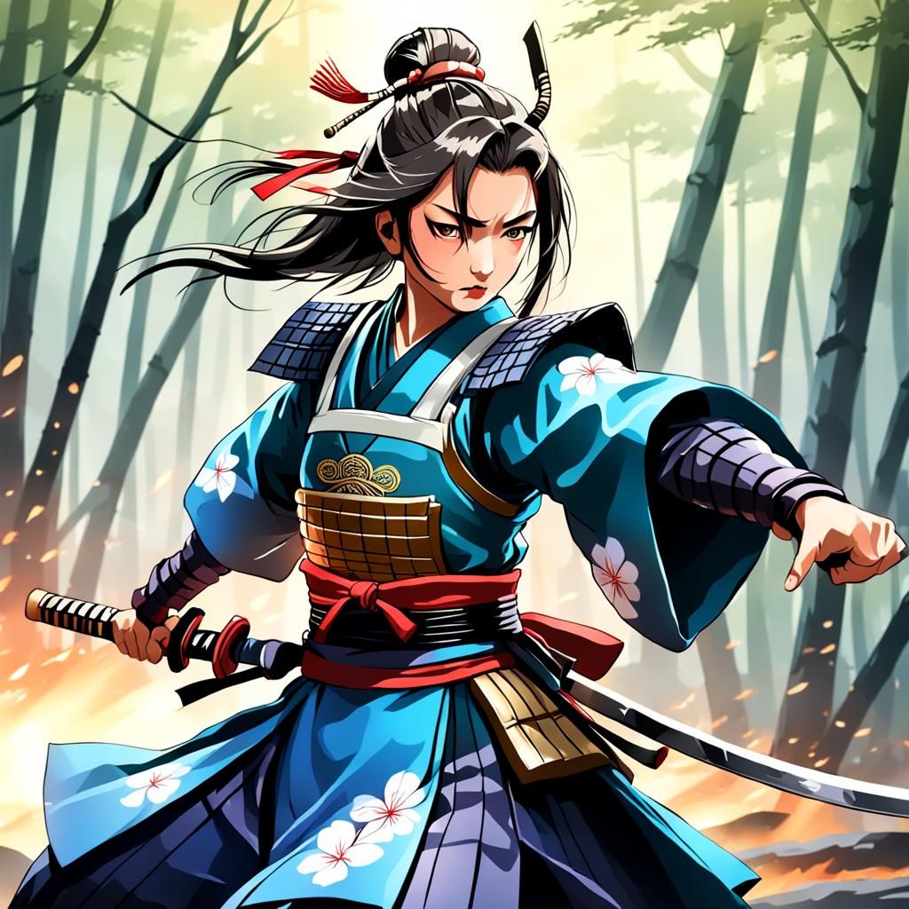 Beautiful Female Samurai Warrior in Japan