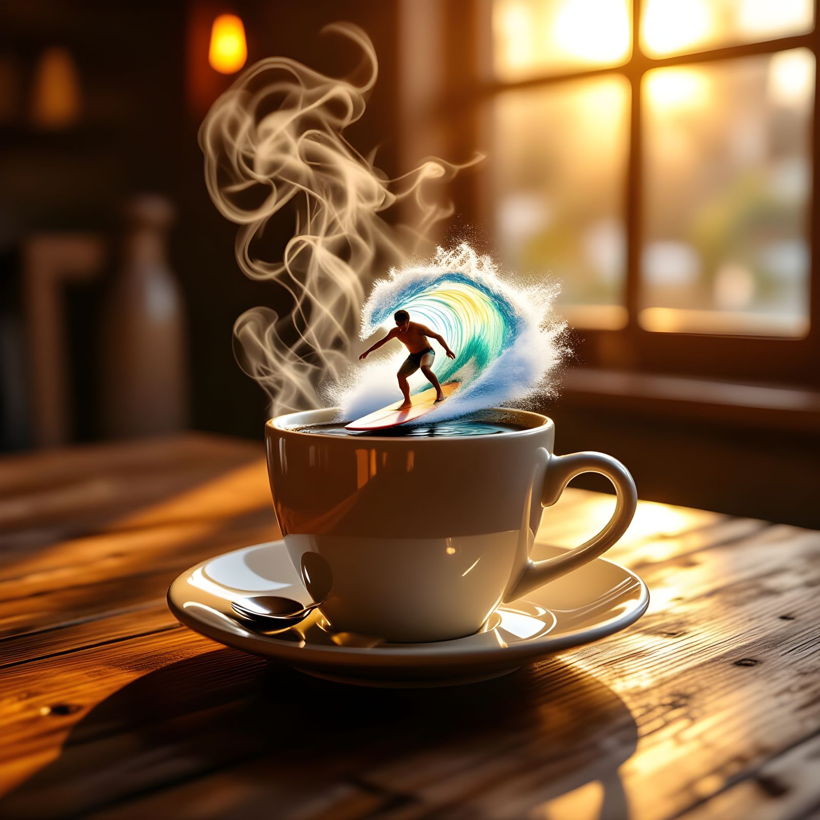 Coffee Steam Wave: Surreal Cinematic Still Life
