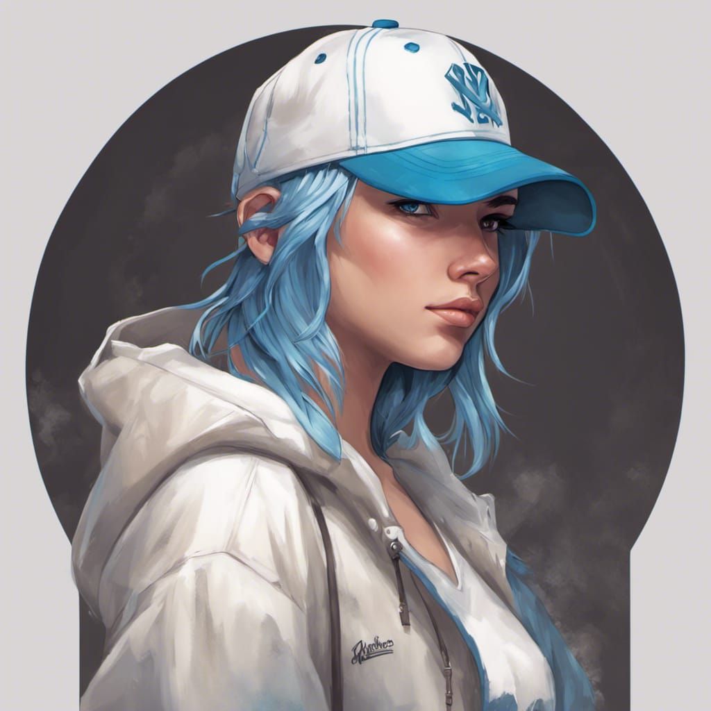 Blue-Haired Girl Portrait in Hyperdetailed Digital Art