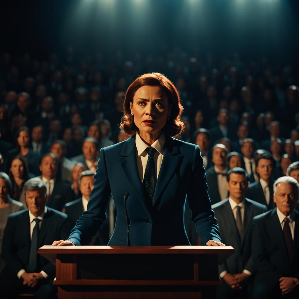 Passionate Woman Delivers Speech in Cinematic Style