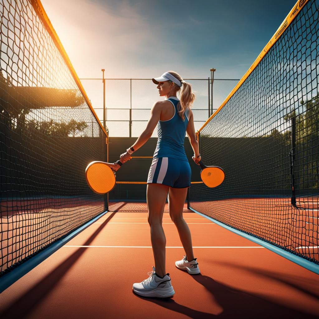 Woman Playing Pickleball: Detailed Fantasy Concept Art