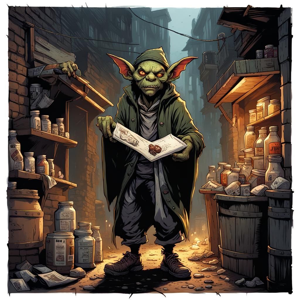 High Fantasy Goblin Drug Dealer Concept Art