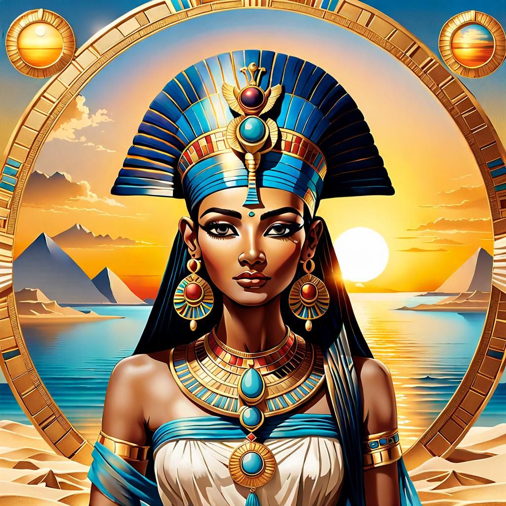 Egyptian Goddess in Golden Light Digital Art