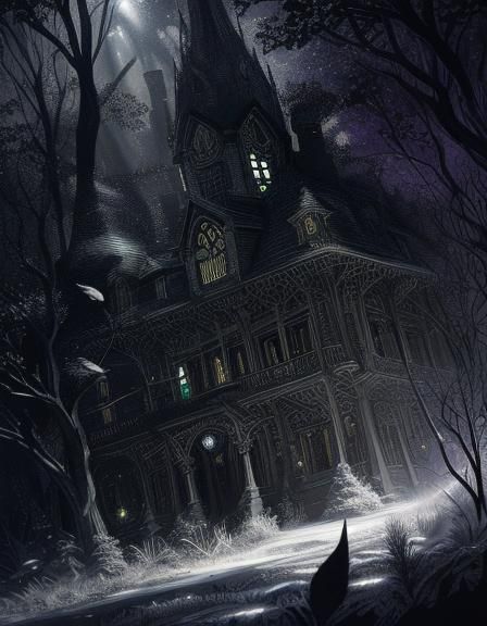 Dark Fantasy Shadow Among Falling Leaves