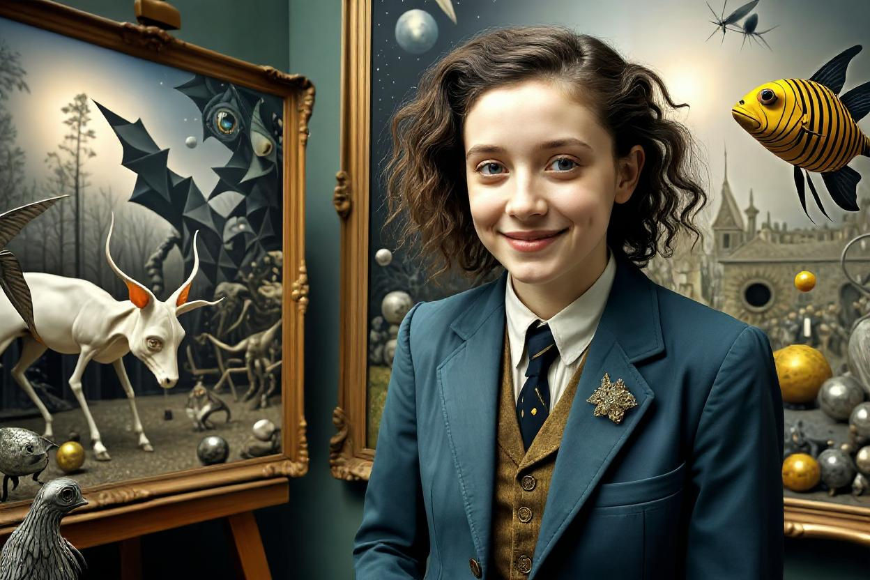 her paintings and her pet airfish