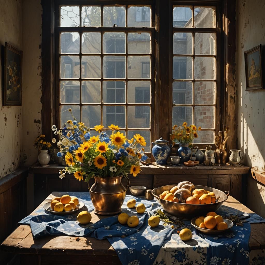 Dried Flowers Still Life in Hyperreal Style