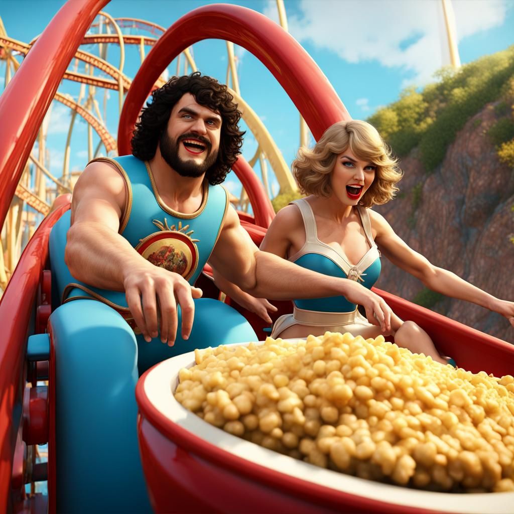 Nacho Libre and Taylor Swift on Rollercoaster