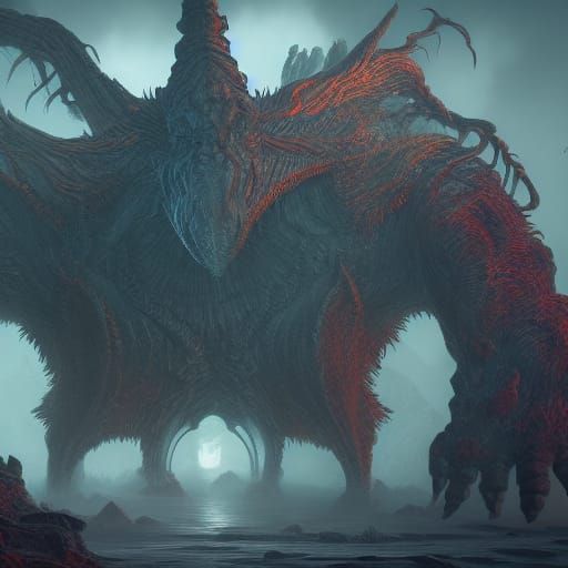 Detailed Shadow Monster Fantasy Concept Art