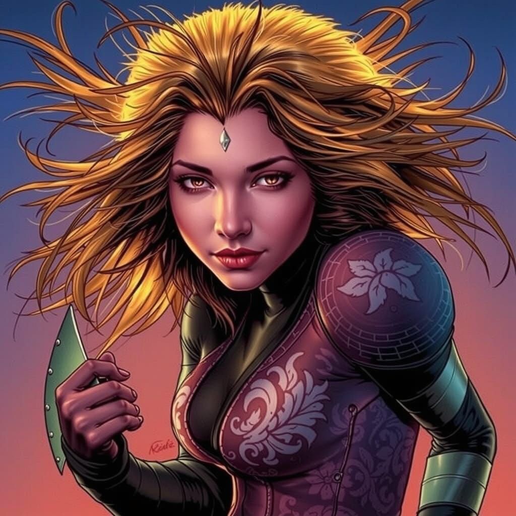 Hedgehog Woman in Comic Book Art Style