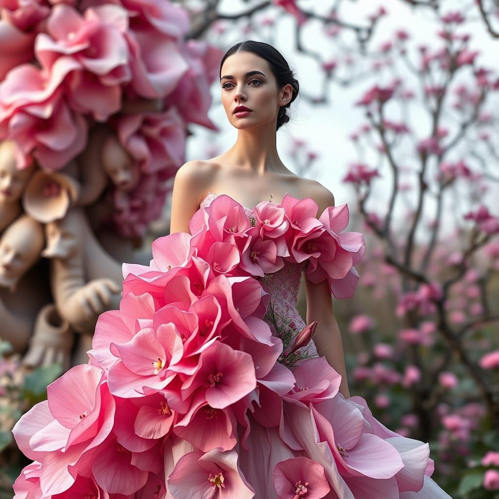 Woman in Organic Landscape as Iris Van Herpen