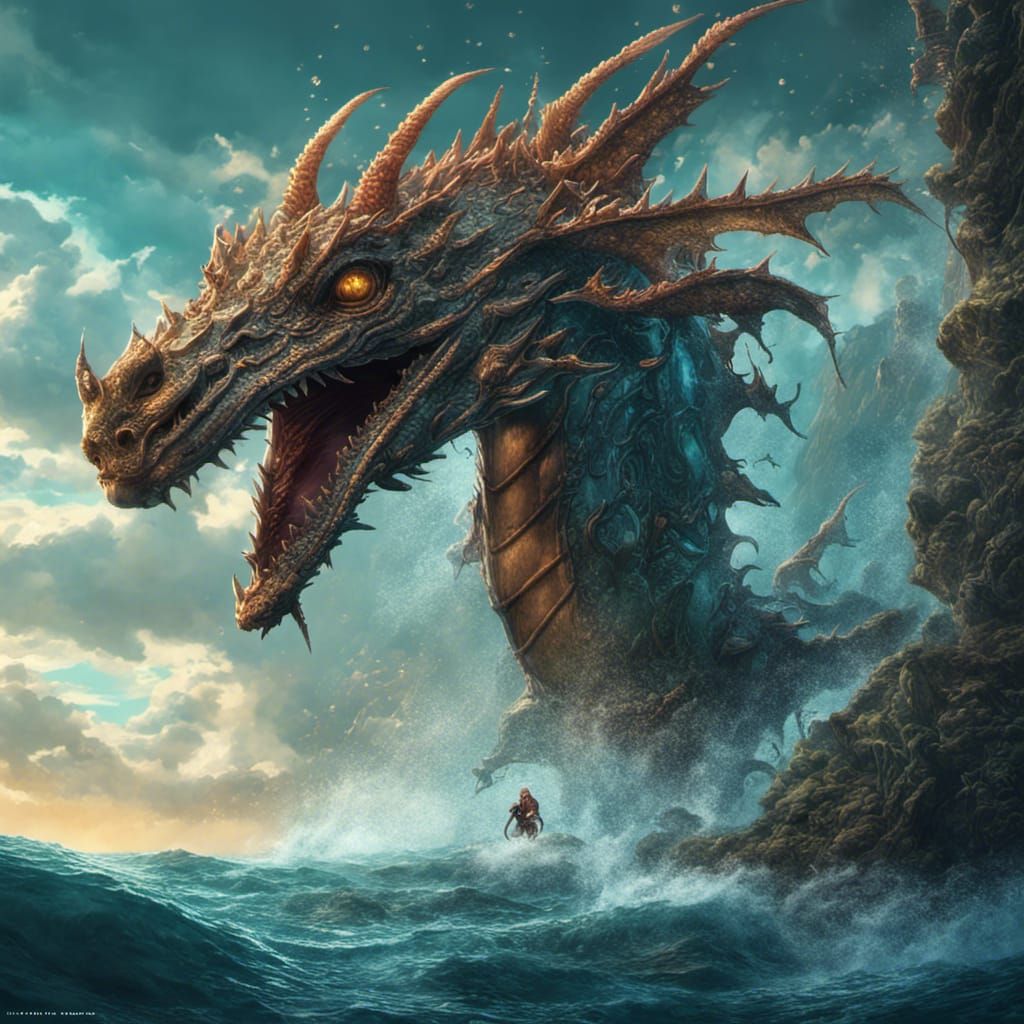 Underwater Sea Dragon: Epic Digital Comic Art