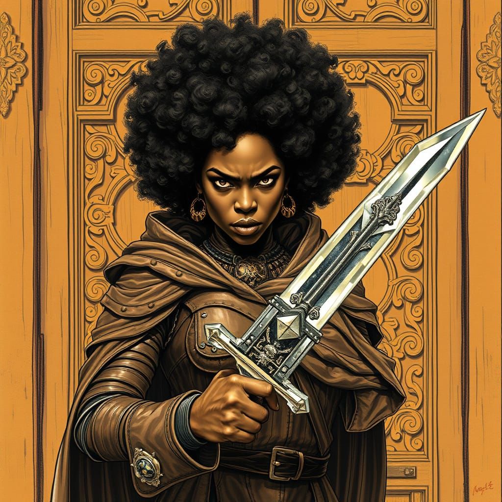 African Warrior Queen Wields Crystal Sword